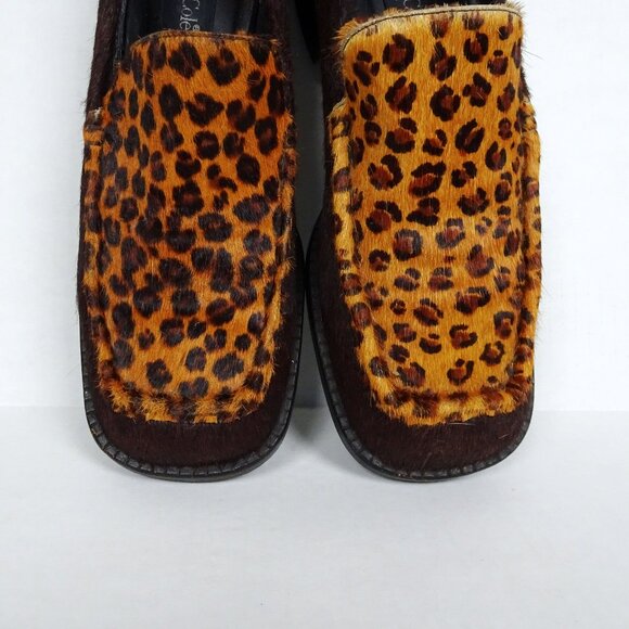 Vintage 1990’s Kenneth Cole Pony Hair Leather Loafers Shoes Womens 9 Fur Leopard - Picture 5 of 10